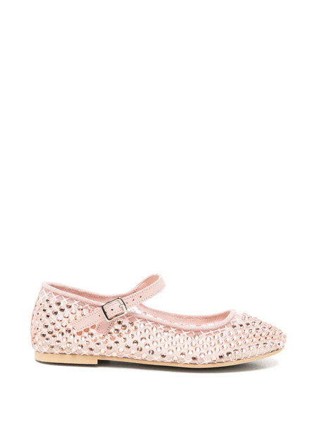  Florens Rhinestone-embellished Buckle Ballet Flats - Pink 