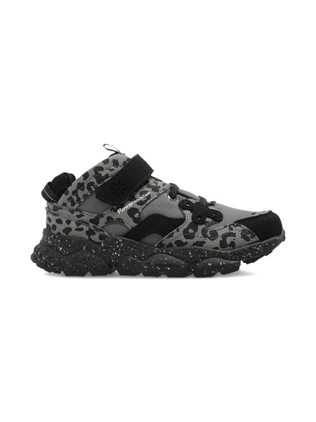  Flower Mountain Kids Leopard-print Touch-strap Sneakers - Grey 