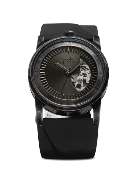  Fob Paris Leather Torch 41mm Watch - Black 