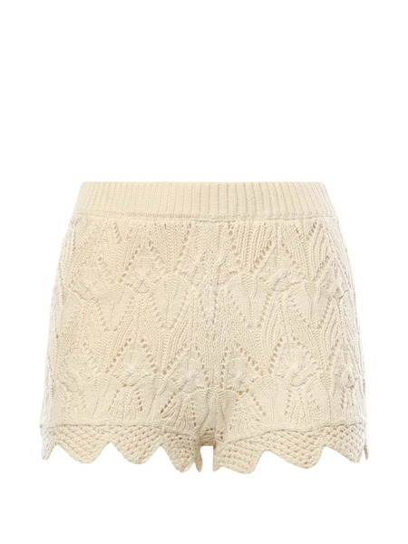  For Love And Lemons Lelia Beige Crocheted Shorts - Neutrals 