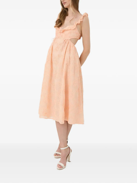  For Love And Lemons Ruffled Cut-out Midi Dress - Orange 