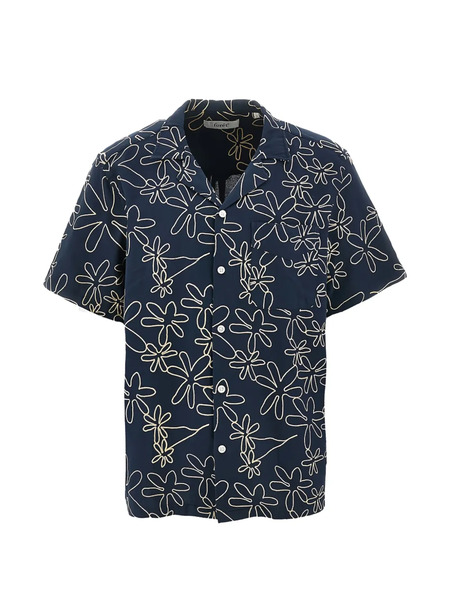  Foret Floral-embroidery Shirt - Blue 