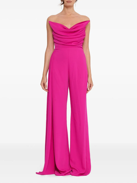  Forever Unique Cowl-neck Draped Jumpsuit - Pink 