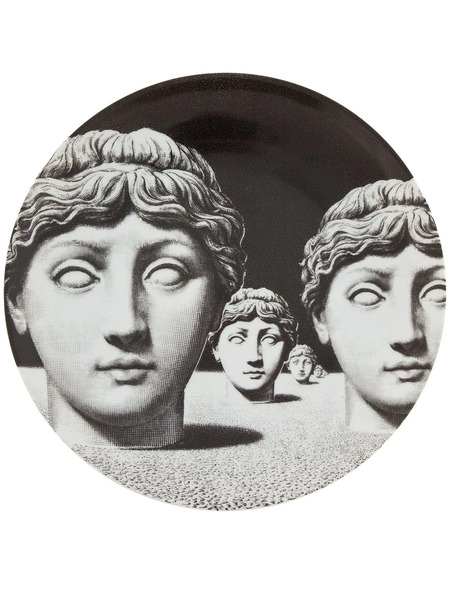  Fornasetti Bust Print Plate - Black 