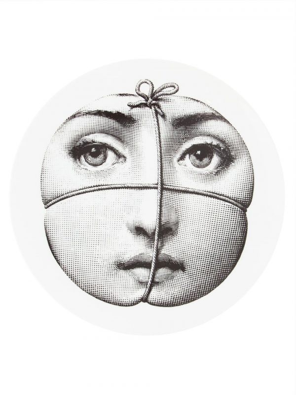  Fornasetti Face Print Plate - White 