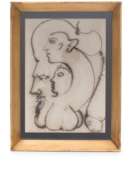  Fornasetti Framed Graphic Illustration - Brown 