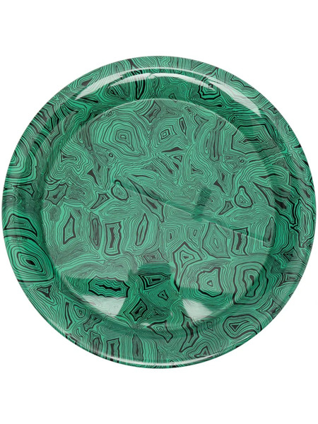  Fornasetti Malachite Circular Iron Tray - Green 