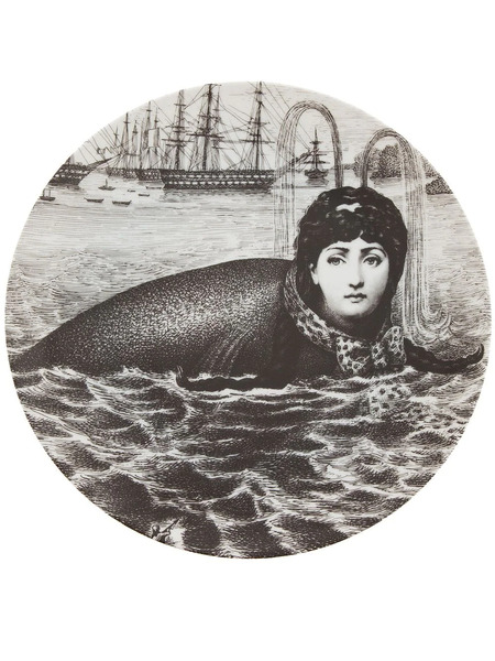  Fornasetti Printed Plate - Grey 