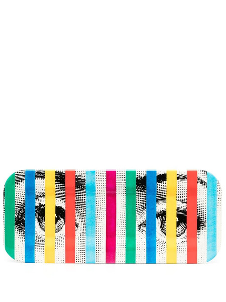  Fornasetti Striped Graphic Print Tray - White 