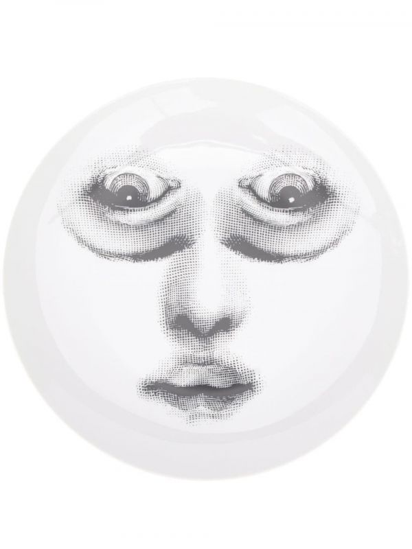  Fornasetti Upside Down Face Plate - White 