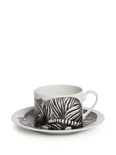  Fornasetti Zebra-print Tea Cup (set Off Two) - White 