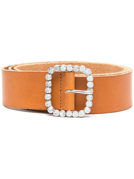  Forte Forte Crystal-buckle Leather Belt - Brown 