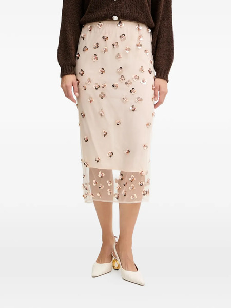  Forte Forte Embroidered-detail Midi Skirt - Neutrals 