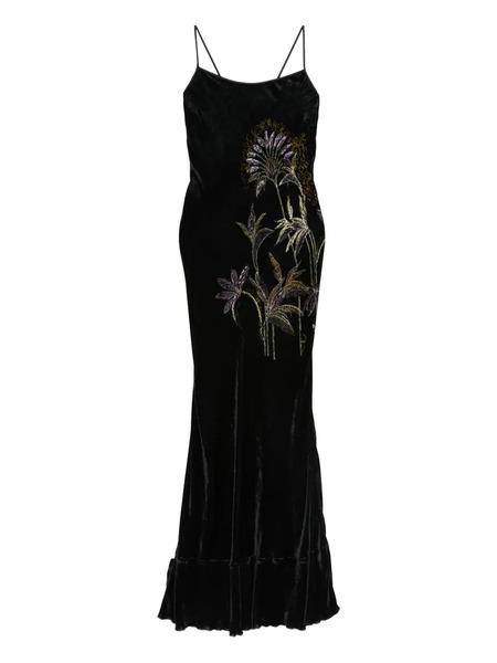  Forte Forte Embroidered Velvet Dress - Blue 