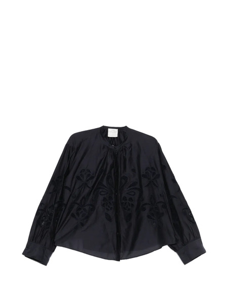  Forte Forte Floral-appliqué Long-sleeved Blouse - Blue 