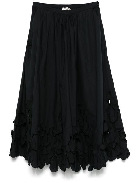  Forte Forte Floral-appliqué Midi Skirt - Black 