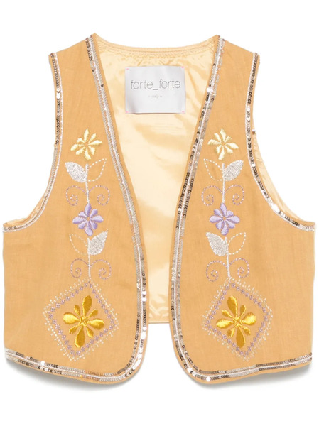  Forte Forte Floral-embroidery Gilet - Neutrals 