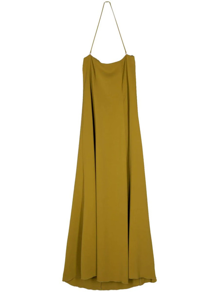  Forte Forte Halterneck Flared Maxi Dress - Green 