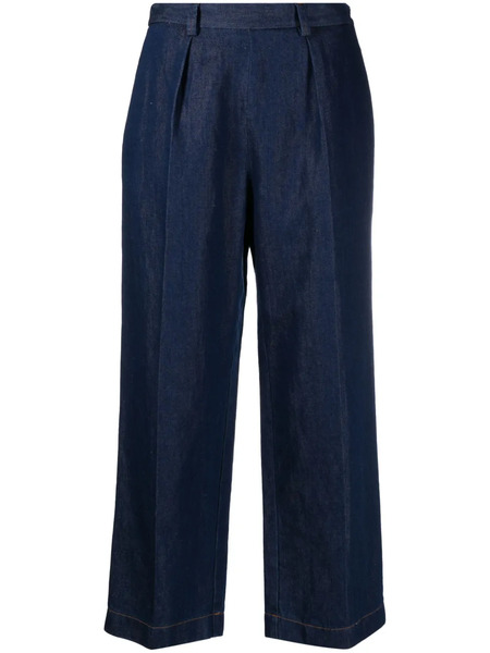 Forte Forte Inverted-pleat Cotton Blend Cropped Jeans - Blue 