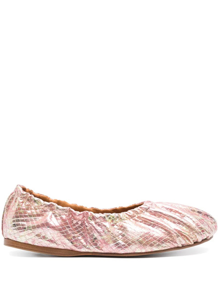  Forte Forte Laminated Snake-print Ballet Flats - Pink 