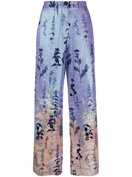  Forte Forte Leaf-print Wide-leg Trousers - Purple 