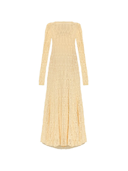  Forte Forte Long-sleeve Lace Midi Dress - Yellow 