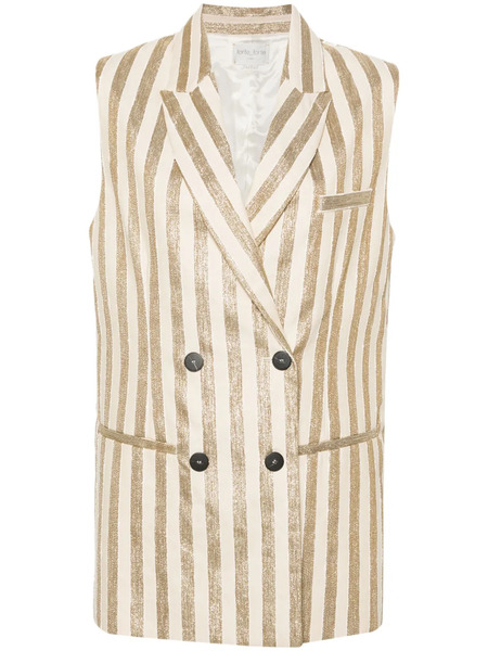  Forte Forte Metallic-stripes Double-breasted Vest - Gold 
