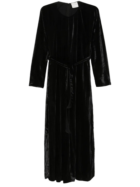  Forte Forte Pleated Velvet Maxi Dress - Black 