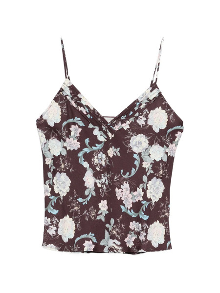  Forte Forte V-neck Floral-detail Top - Brown 