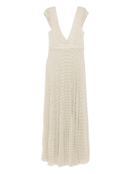  Forte Forte V-neck Pleated Midi Dress - Neutrals 