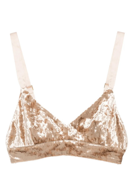  Forte Forte Velvet-texture Triangle Bra - Brown 