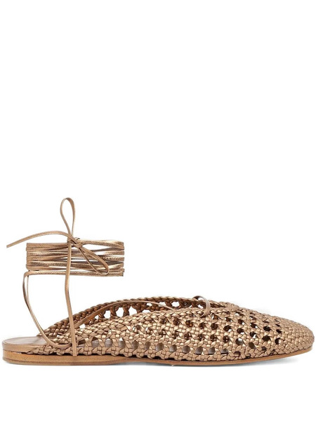  Forte Forte Woven Lace-up Flats - Bronze 