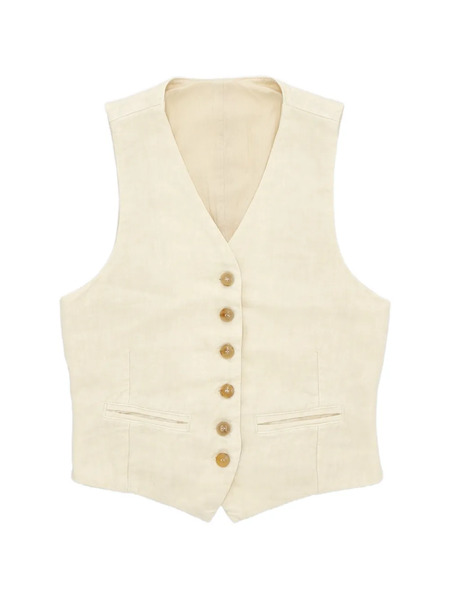  Fortela Button V-neck Waiscoat - Neutrals 