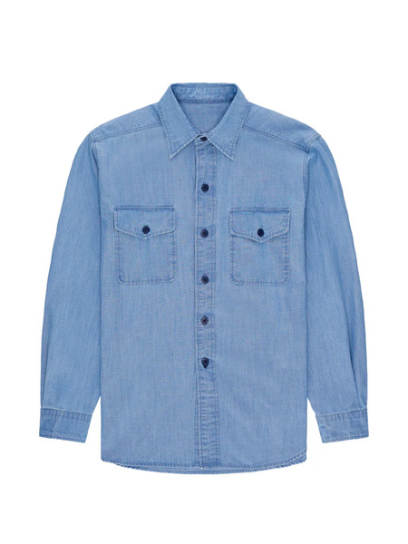  Fortela Chest-pockets Chambray Overshirt - Blue 
