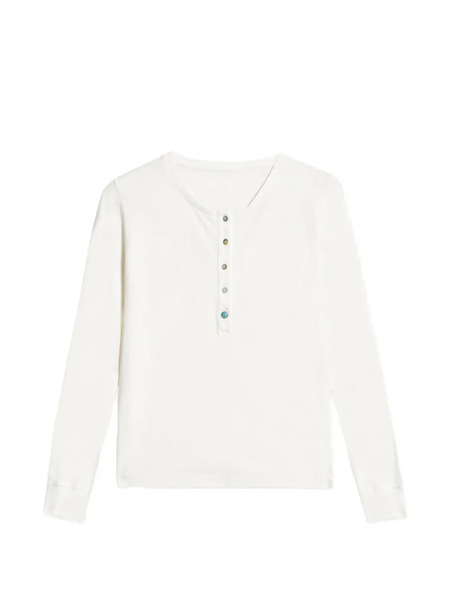  Fortela Coralie Button Long Sleeve T-shirt - White 