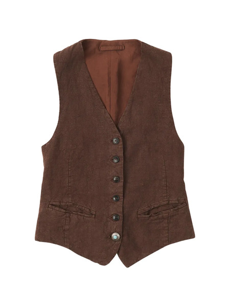  Fortela Debby Button Single-breasted Vest - Brown 