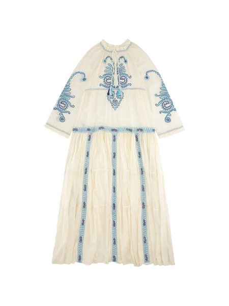  Fortela Embroidery Tassel Dress - Neutrals 