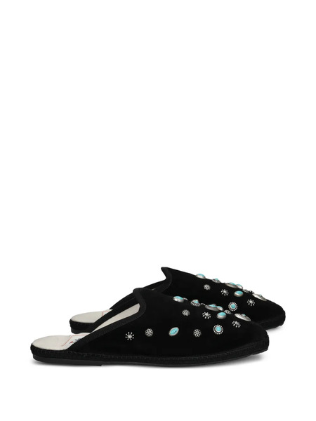  Fortela Flap Suede Mules - Black 