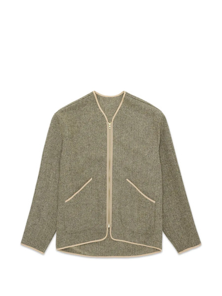  Fortela Herringbone-pattern Zip-up Cardigan - Green 