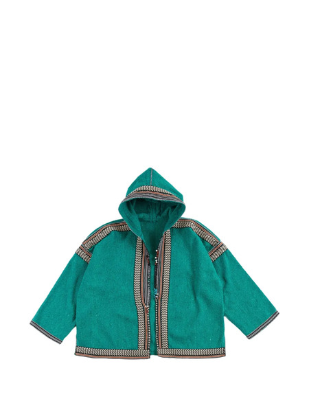  Fortela Karen Hooded Patterned Poncho - Green 