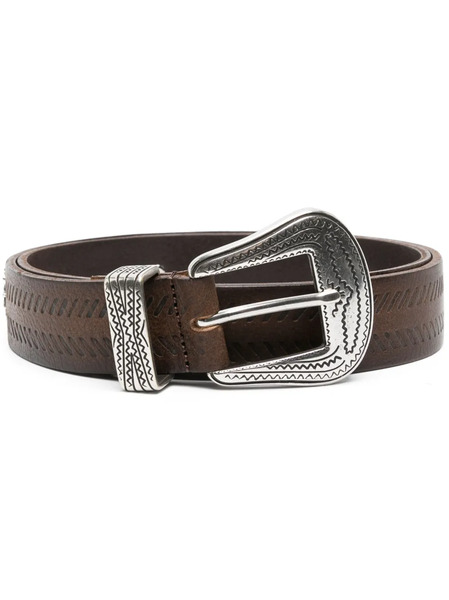  Fortela Los Angeles Studded Leather Belt - Brown 