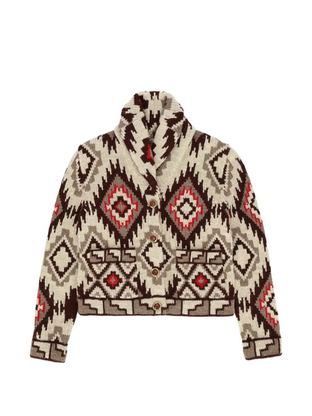  Fortela Lydie Geometric-pattern Buttoned Cardigan - Neutrals 