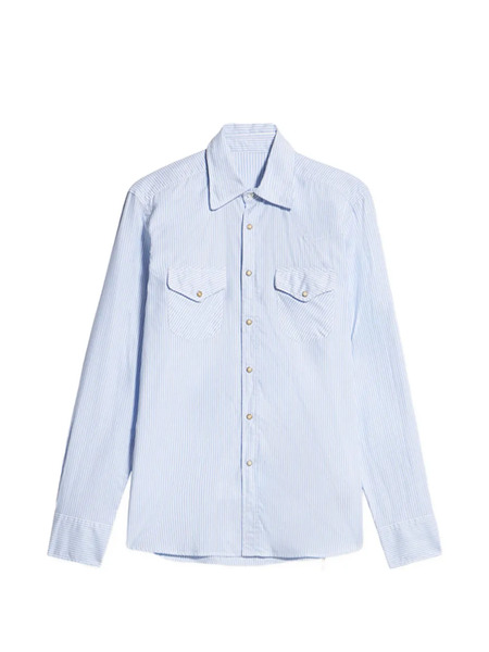  Fortela Striped Patch-pockets Shirt - Blue 