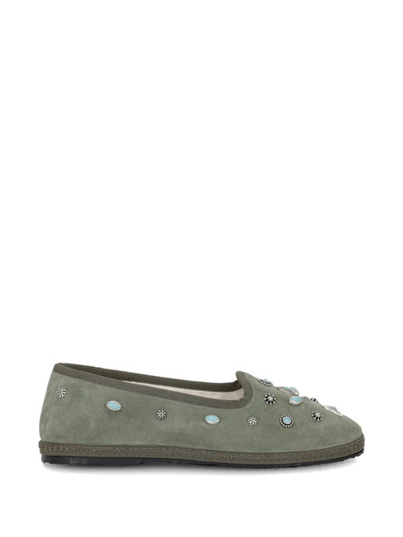  Fortela Studded Suede Ballet Flats - Green 