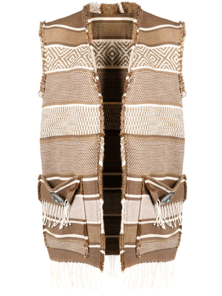  Fortela Vertical-stripe Knitted Gilet - Brown 