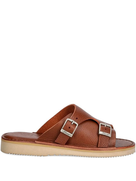  Fracap Buckle Leather Slides - Brown 