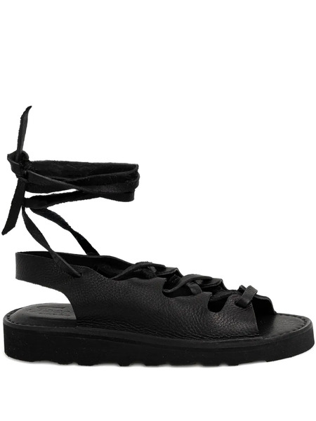  Fracap Lace-up Leather Sandals - Black 