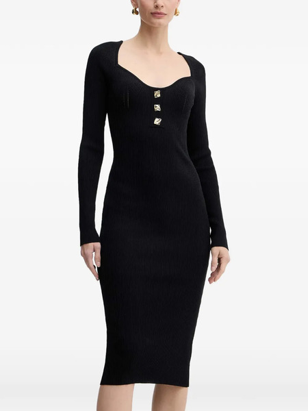  Fracomina Button Ribbed Dress - Black 
