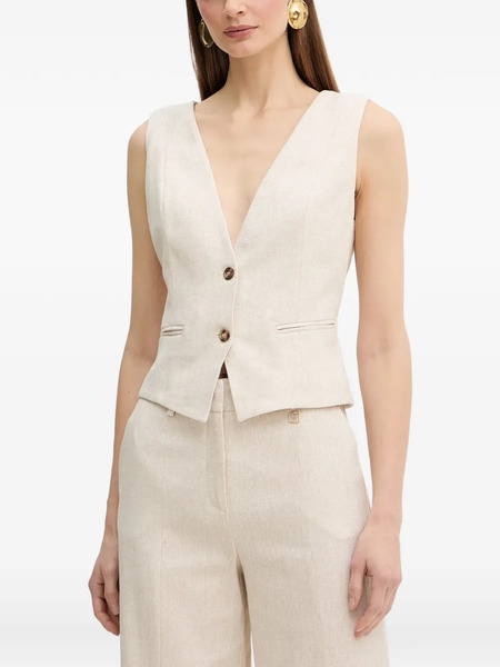  Fracomina Button V-neck Vest - Neutrals 