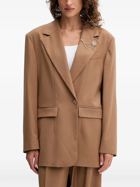  Fracomina Crown-embellished Long Blazer - Brown 